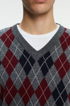 Pop Burlington Knitted Spencer Vest Charcoal/Multi