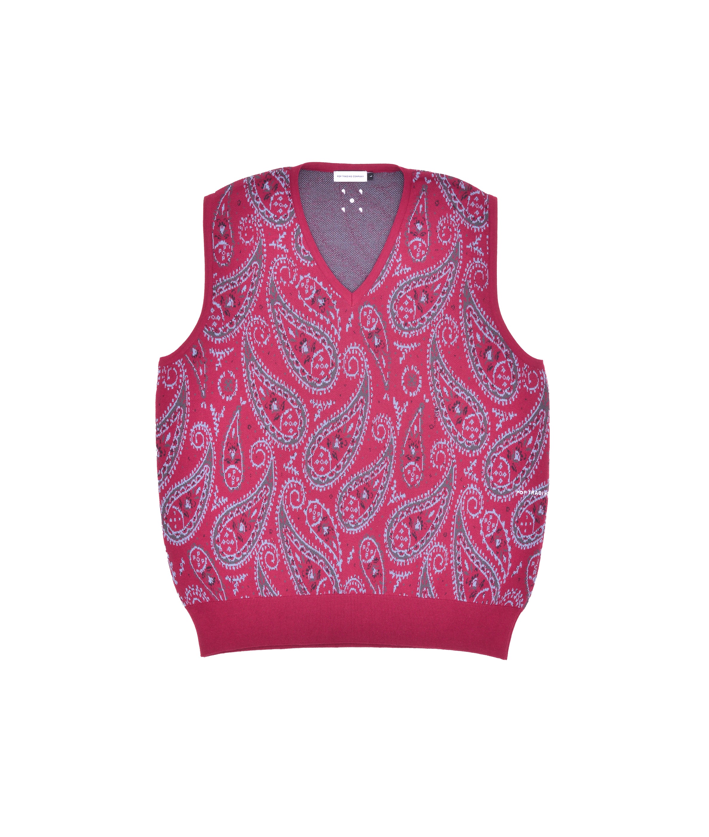 Pop Paisley Knitted Vest Raspberry